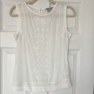 H&M Elegant White Lace Cotton Sleeveless Top Size 6